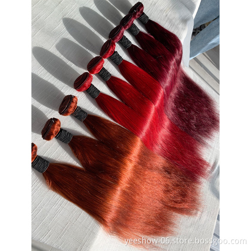 Wholesale Colored Brazilian Human Hair Bundles, Red Bone Straight Human Hair Extension, Blonde Colorful Human Hair Vendors